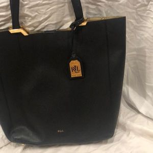 Black leather Ralph Lauren tote